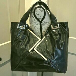 Kooba “Rio” Crinkled Black Patent Leather Tote-USED ONCE